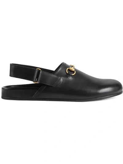 Shop Gucci Horsebit Leather Slipper In Black