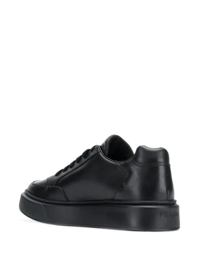 Shop Prada Low Top Flatform Sneakers - Black