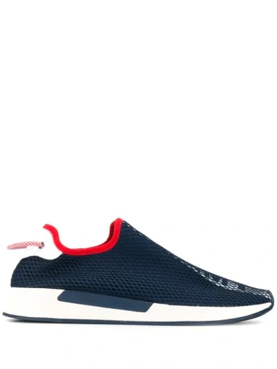 Shop Tommy Jeans Logo Print Slip-on Sneakers In Blue