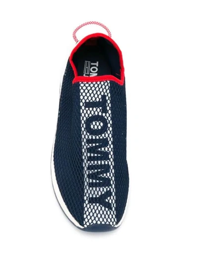 Shop Tommy Jeans Logo Print Slip-on Sneakers In Blue