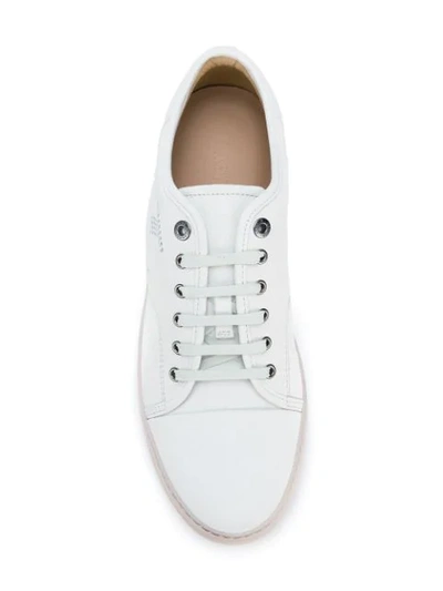 Shop Lanvin Embellished L Sneakers In White