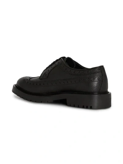 Shop Burberry Brogue Detail Grainy Leather Derby Shoes In Black