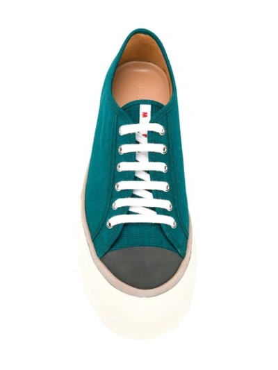 Shop Marni Wedge Toe Sneakers In Green