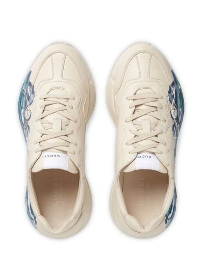 Shop Gucci Men's Rhyton Leather Sneaker With Wave In White