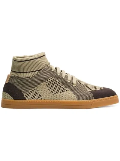 Shop Fendi Technical Knit Slip-on Sneakers In Brown