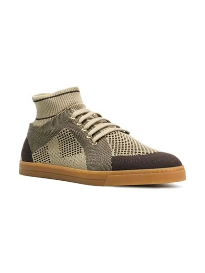 Shop Fendi Technical Knit Slip-on Sneakers In Brown