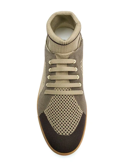 Shop Fendi Technical Knit Slip-on Sneakers In Brown