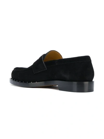 Shop Valentino Micro Stud Loafers In Black