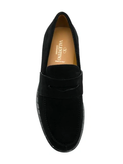 Shop Valentino Micro Stud Loafers In Black