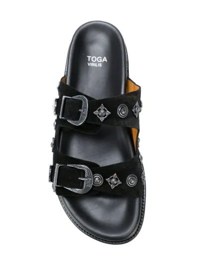 Toga Virilis Buckle Detail Sandals In Black