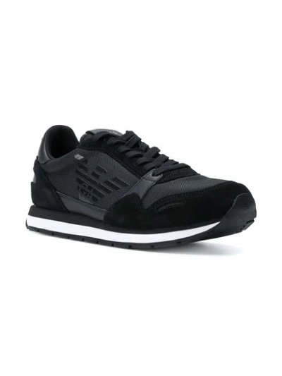 Shop Emporio Armani Mesh Panel Sneakers In Black