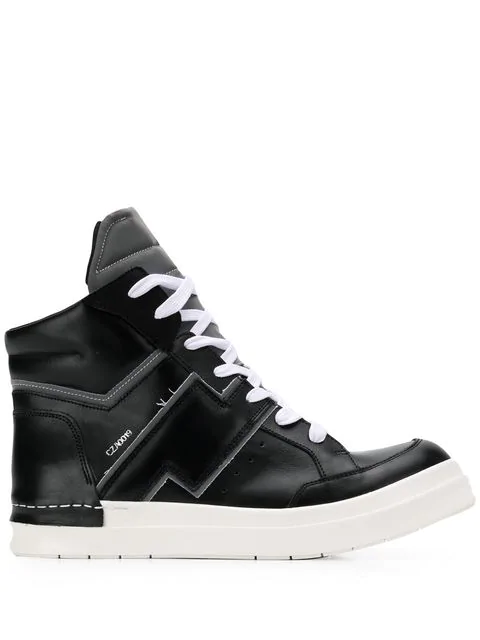 Cinzia Araia Black Leather High-Top Sneakers | ModeSens