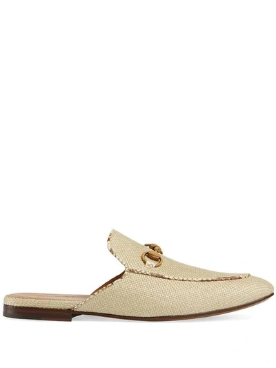 Shop Gucci Princetown Raffia Loafers In Neutrals