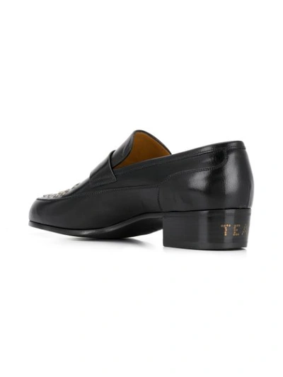 Shop Mumofsix Yankee Embroidered Loafers In Black