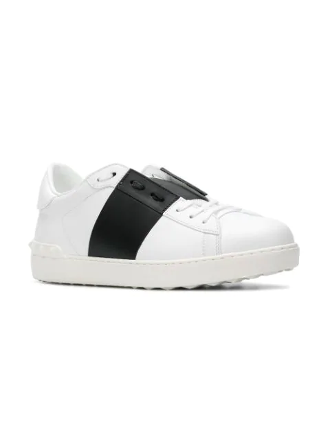 Valentino Open Sneaker With Patent Leather Band Man White/ Black 45.5 ...