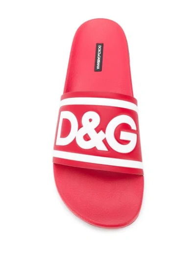 Shop Dolce & Gabbana Logo Slides In Red