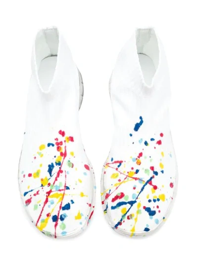 Shop Maison Margiela Paint Splatter Sock Sneakers In White