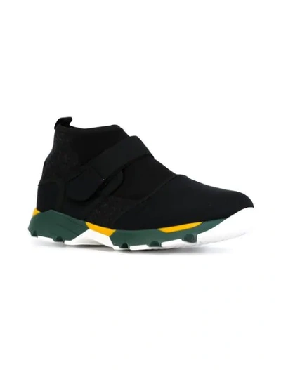 Marni Neoprene Velcro Strap Hi-top Sneakers In Black