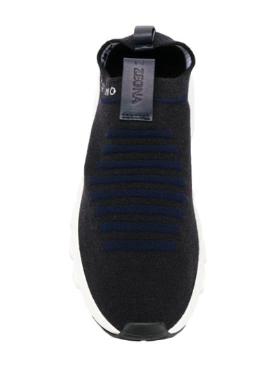 Shop Z Zegna Logo Sock Sneakers In Blue