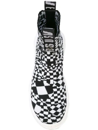 Shop Versus Checkered Hi-top Sneakers In Black