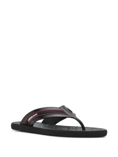 Shop Corneliani Logo Printed Flip Flops In Black