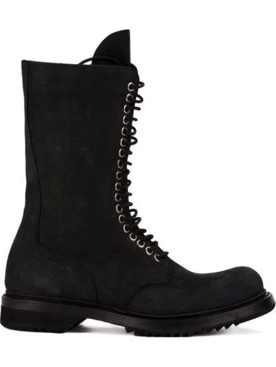 Shop Rick Owens Lace-up Army Boots - Black
