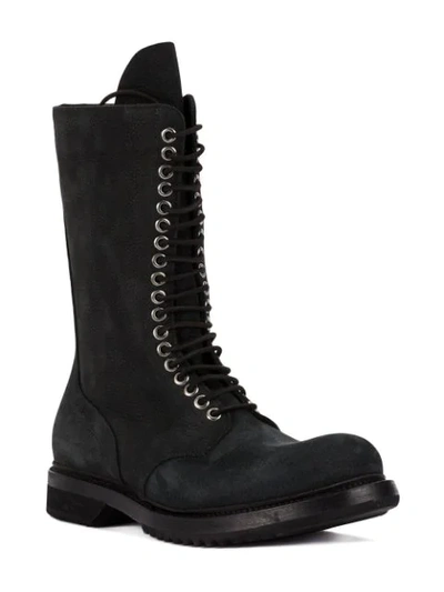 Shop Rick Owens Lace-up Army Boots - Black