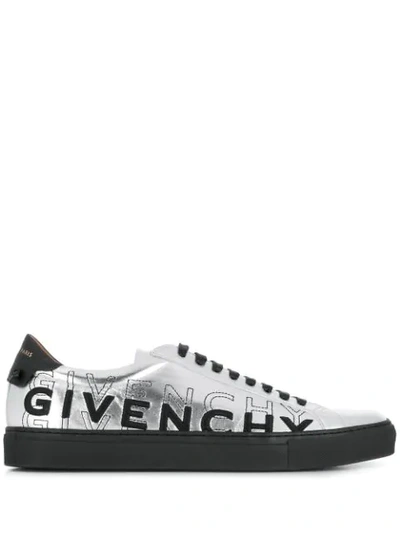 Shop Givenchy Lace Up Sneakers In Silver