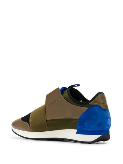 Shop Balenciaga 'race Runner' Sneakers In 3263 Khaki/black/blue