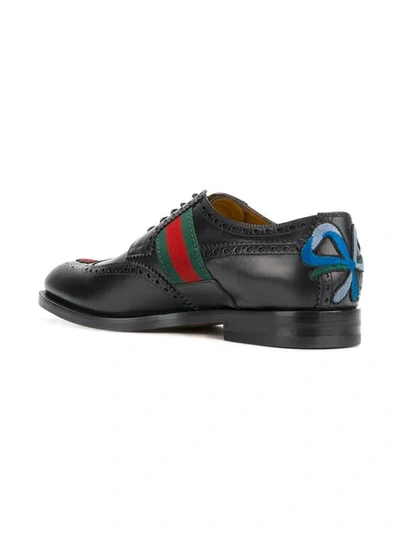 Shop Gucci Floral Embroidered Brogues In Black