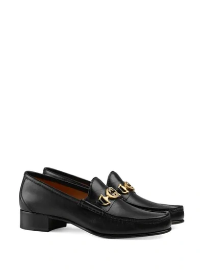 Shop Gucci Leather Moccasin With Gg In Black