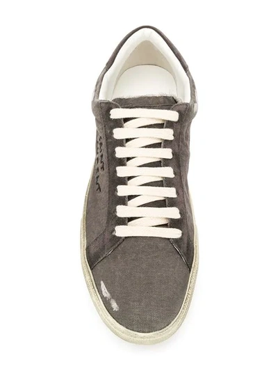 Shop Saint Laurent Logo Writing Court Classics In Grey