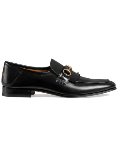 Shop Gucci Leather Fringe Horsebit Loafer In Black