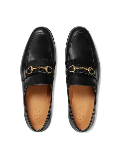 Shop Gucci Leather Fringe Horsebit Loafer In Black