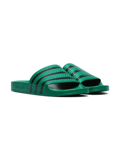 Shop Adidas Originals Green Adilette Slider Sandals