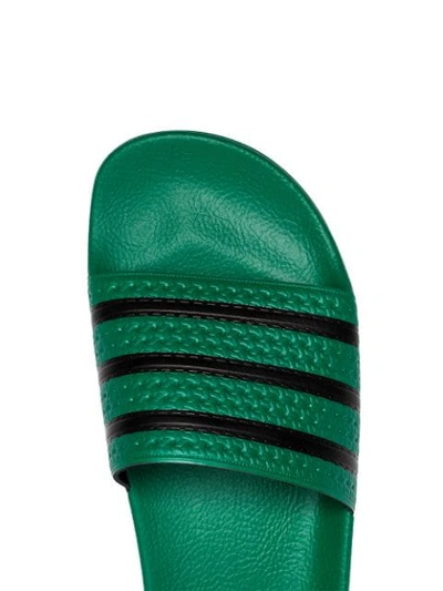 Shop Adidas Originals Green Adilette Slider Sandals