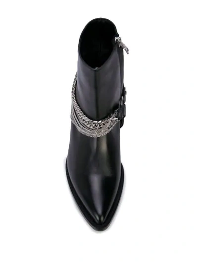 Shop Amiri Chain Leather Western Boot In Black