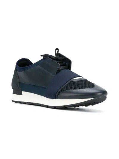 slijtage Zeeslak Rodeo Balenciaga Men's Race Runners Leather, Suede And Mesh Trainers In Blue |  ModeSens