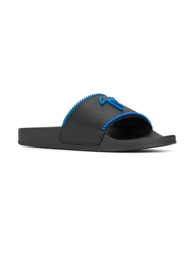 Shop Giuseppe Zanotti Brett Zip Slides In Black