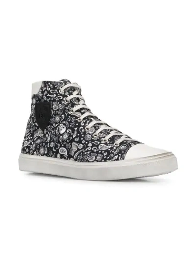 SAINT LAURENT BEDFORD SKULL PRINT SNEAKERS - 黑色