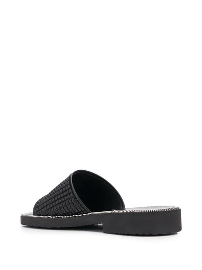 GIUSEPPE ZANOTTI LEATHER SLIP-ON SANDALS - 黑色