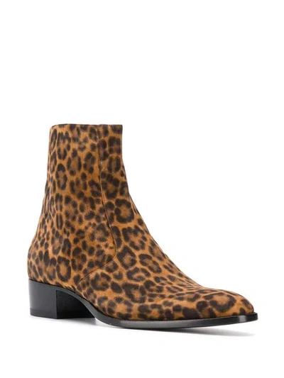 Shop Saint Laurent Wyatt Leopard Print 40mm Boots In Brown