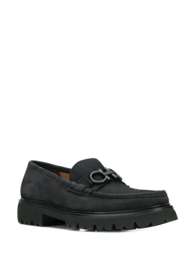 Shop Ferragamo Gancini Loafers In Black