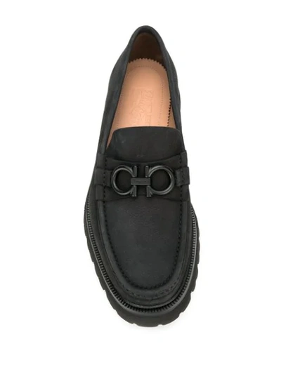 Shop Ferragamo Gancini Loafers In Black