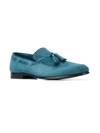 Shop Fabi Tassel Detail Loafers In Blue