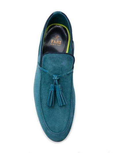 Shop Fabi Tassel Detail Loafers In Blue