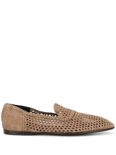 Shop Dolce & Gabbana Woven Loafers In Brown