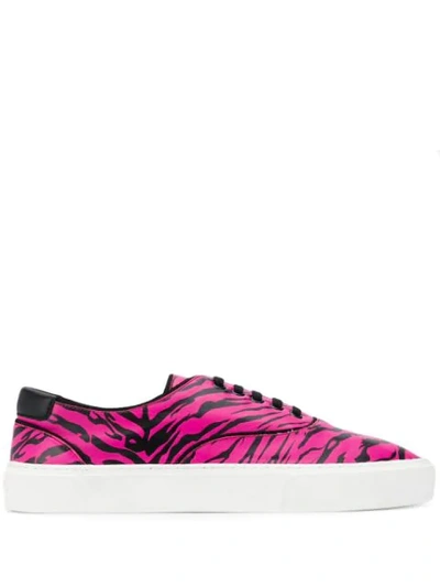 Shop Saint Laurent Tiger Print Low-top Sneakers In Pink