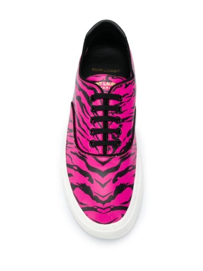 Shop Saint Laurent Tiger Print Low-top Sneakers In Pink