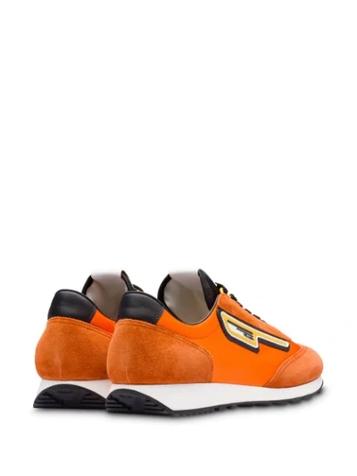 Shop Prada Suede And Nylon Sneakers In F0250 Lobster Orange